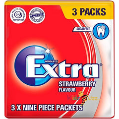 Extra Sugar Free Chewing Gum Wrigley 4 Pack Selection Bundle 3 x 9 Pieces of Peppermint, Spearmint, Cool Breeze & Strawberry Flavours