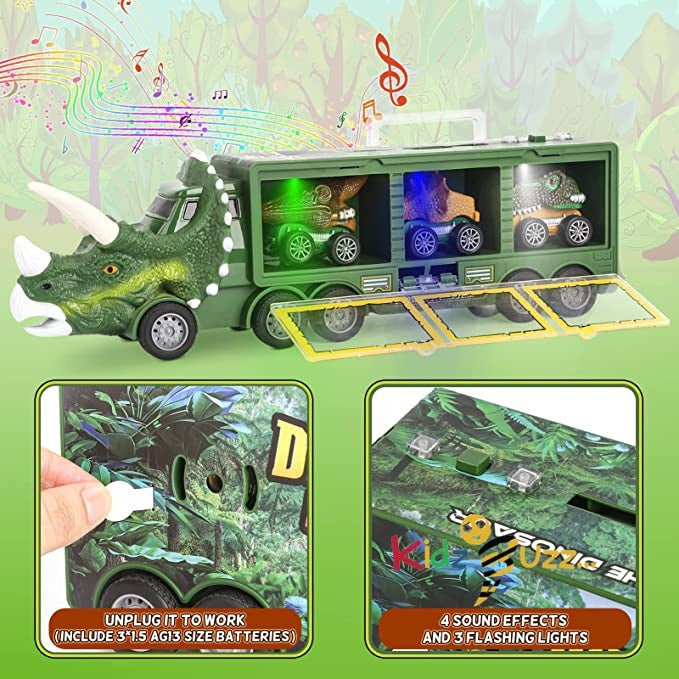 DINORUN Dinosaur Toys Truck for Kids with Light and Sound