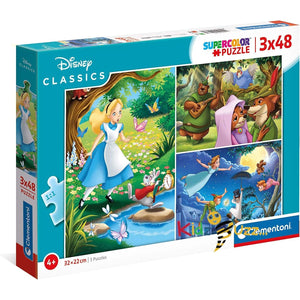 Disney Classic Supercolor Puzzles for Children and Adults - 3 x 48 Pieces, Ages 4 years Plus