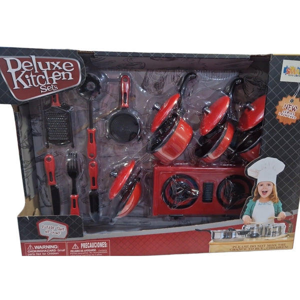 Deluxe Kitchen Set Red - kidzbuzzz