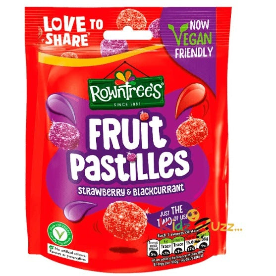 Rowntree's Fruit Pastilles Strawberry & Blackcurrant Sweets Sharing Bag, 143g