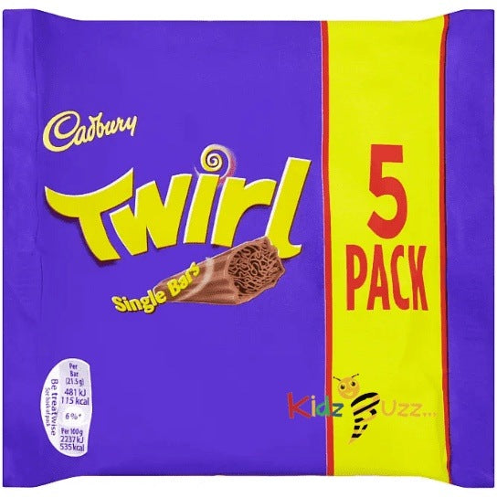 Cadbury Twirl Milk Chocolate Bars, 107.5g Pack of 5
