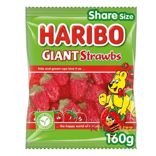 HARIBO Giant Strawbs Bag 160g - kidzbuzzz