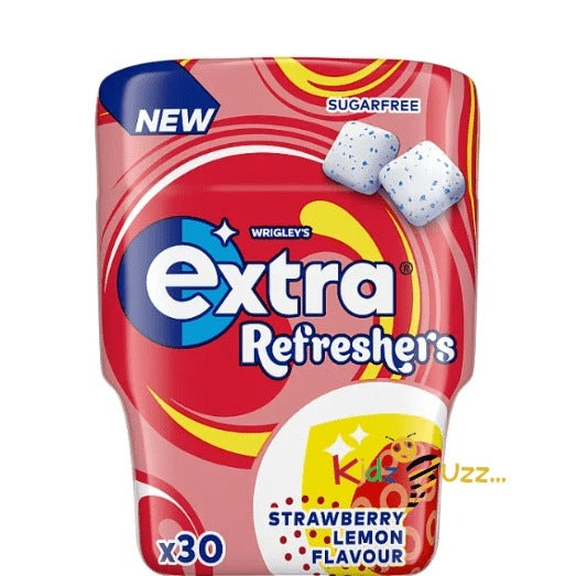 Extra Refreshers Strawberry Lemon Sugarfree Chewing Gum Bottle, 30 Pieces