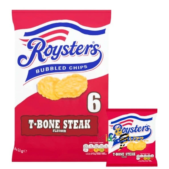 Roysters ® T-Bone Steak Bubbled Chips, 21g Pack of 6