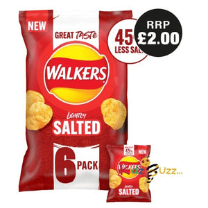 Walkers 45% Less Salt, 25g per bag (Pack of 6)