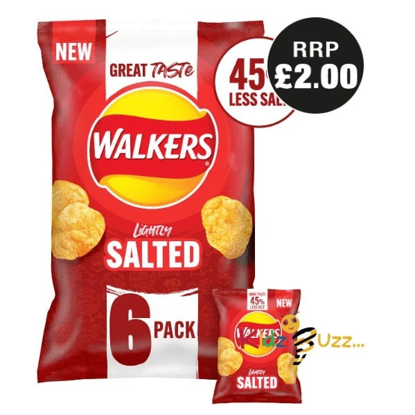 Walkers 45% Less Salt, 25g per bag Pack of 6