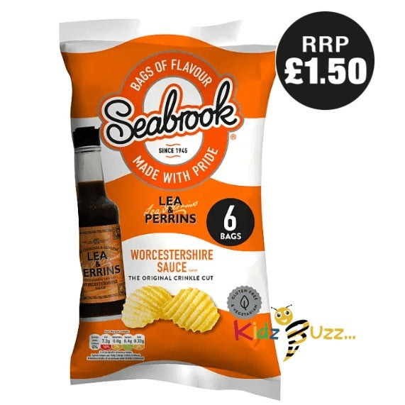 Seabrook Lea & Perrins Worcestershire Sauce Flavour Crinkle Cut Crisps, 25g Pack of 6