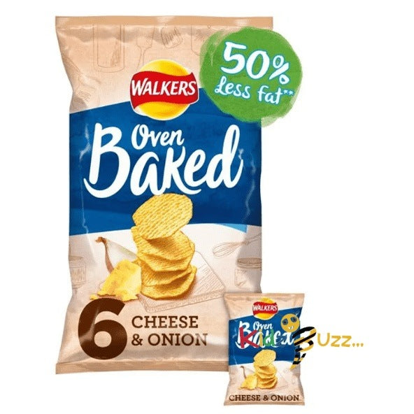 Walkers Baked Cheese & Onion Multipack Snacks Crisps 6 x 22g