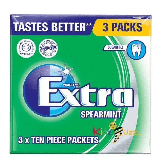 Extra Spearmint Sugarfree Chewing Gum Multipack 3 x 9 Pieces | kidzbuzzz
