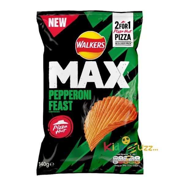 Walkers Max Pizza Hut Pepperoni Feast Crisps, 140g