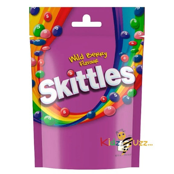Skittles Vegan Chewy Sweets Wild Berry Fruit Flavoured Pouch Bag 136g - kidzbuzzz