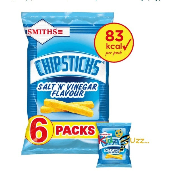Smiths Chipsticks Salt and Vinegar, 17g Pack of 6