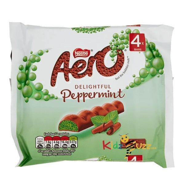 Aero Bubbly Peppermint Mint Chocolate Bar, 27g Pack of 4