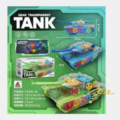 Transparent Gear Tank Toy With Lights & Sound & Flexible Gears Age 3+ Multicolor