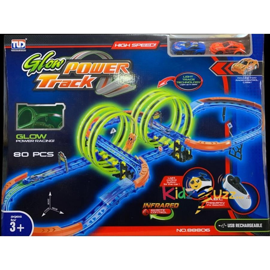 Smyths Toys Glowing Race Track Toy 80Pcs Glow Track Set Kidzbuzzz