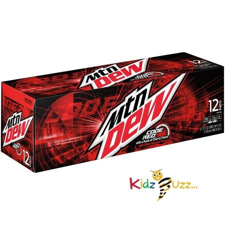 Mountain Dew Code Red Soda Cans x 12 American Drink