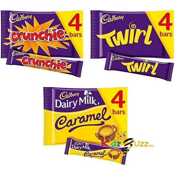 Cadbury Chocolate Multipack x 3. 4 x Crunchie, 4 x Twirl, 4 x Dairy Milk Caramel