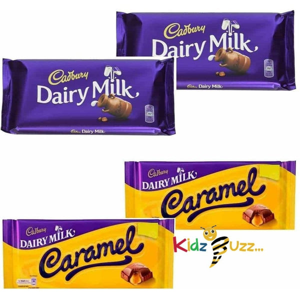 Cadbury Dairy Milk Chocolate Bars 2 x 200 g and Dairy Milk Caramel Chocolate Bars 2 x 120 g Bundle