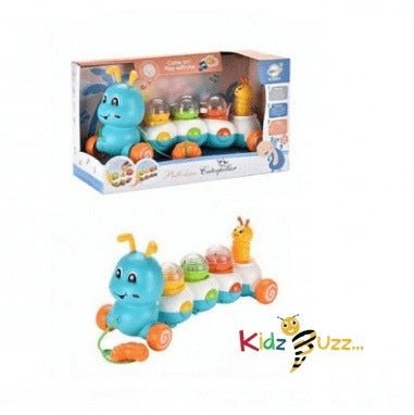 Baby Press Rattle Toy Cute Small Plastic Music Caterpillar Push Game ...