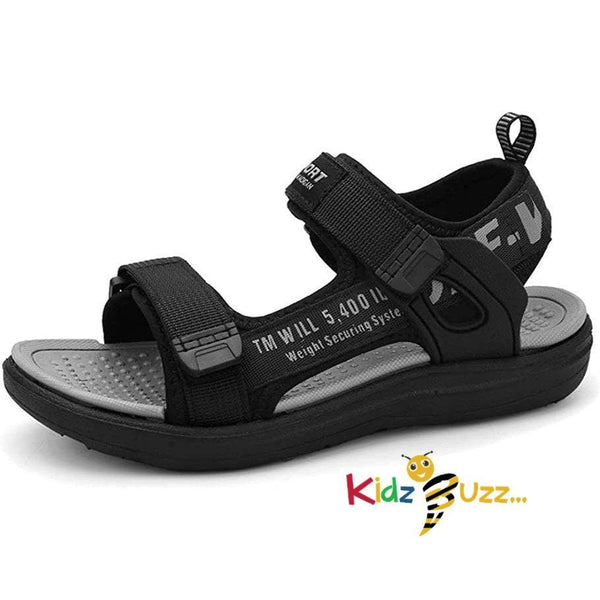Boy Sandals Open Toe Adjustable Strap BlackGrey Size 12.5