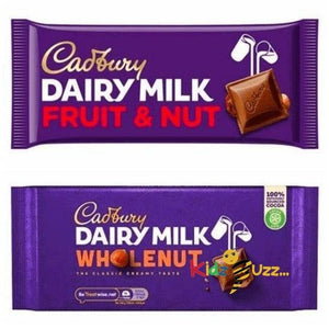 Dairy Milk Fruit & Nut & Wholenut Hamper 180g (Pack Of 10 Each chocolate Bar)