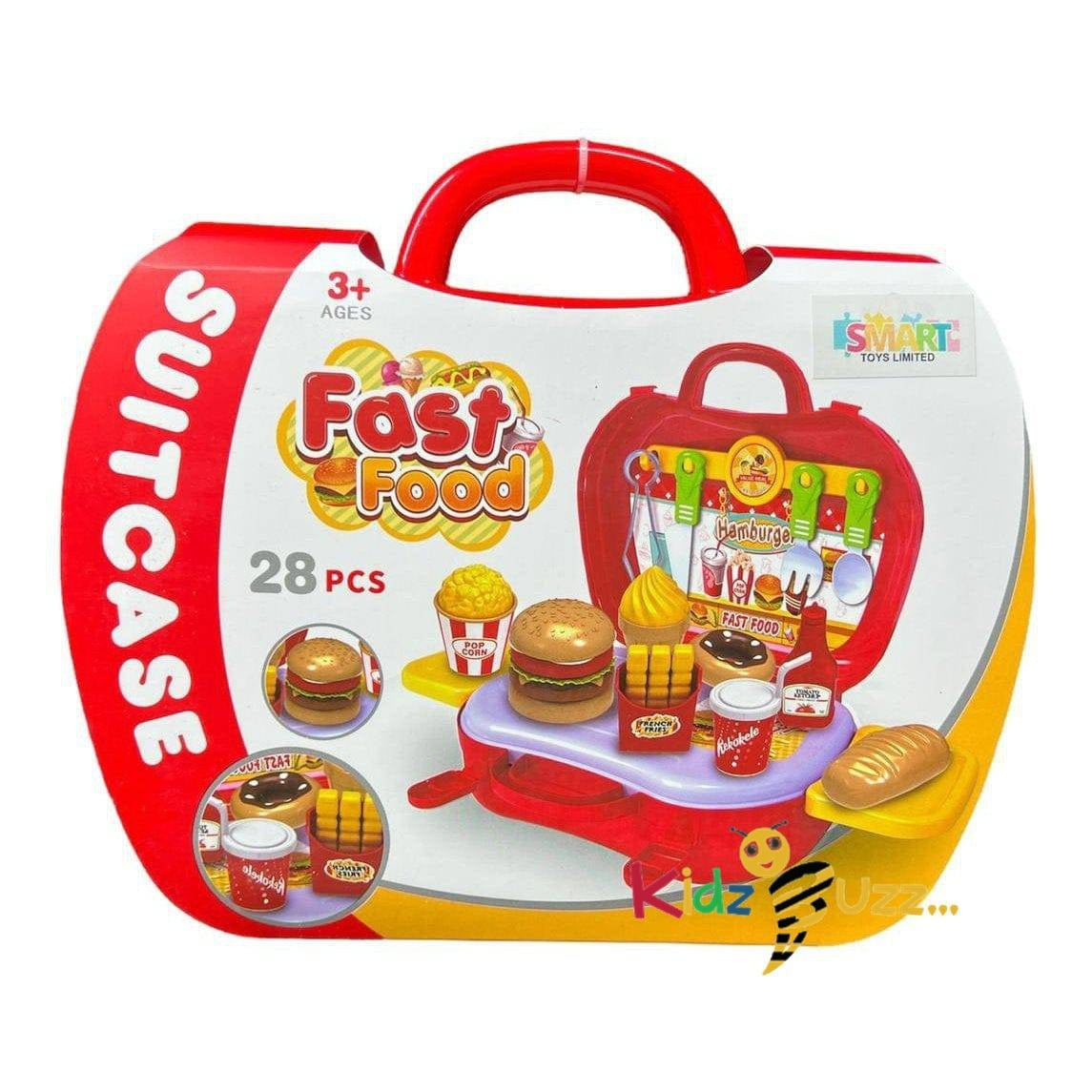 28PCS Kids Play Fast Food Toys Set Suitcase