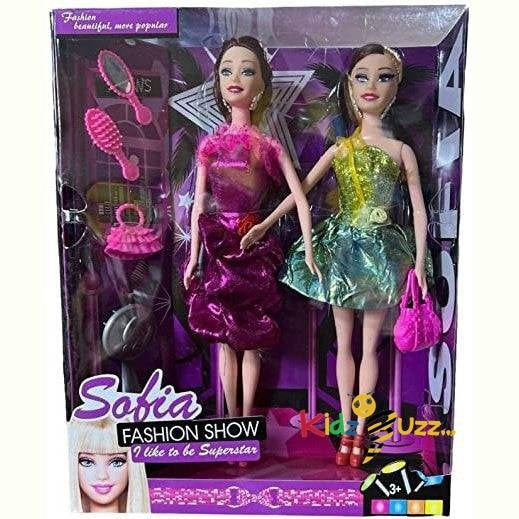 Sofia The Fashion Show 2 Pieces Dolls With Mirror And Hair Brush