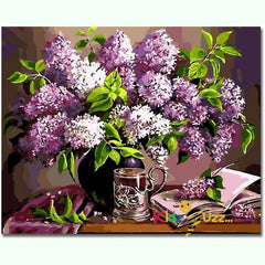 Paint by Numbers for Adults with Frame Purple Flowers