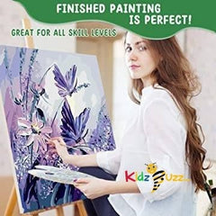 Paint by Numbers for Adults with Frame Purple Flowers with Butterflies
