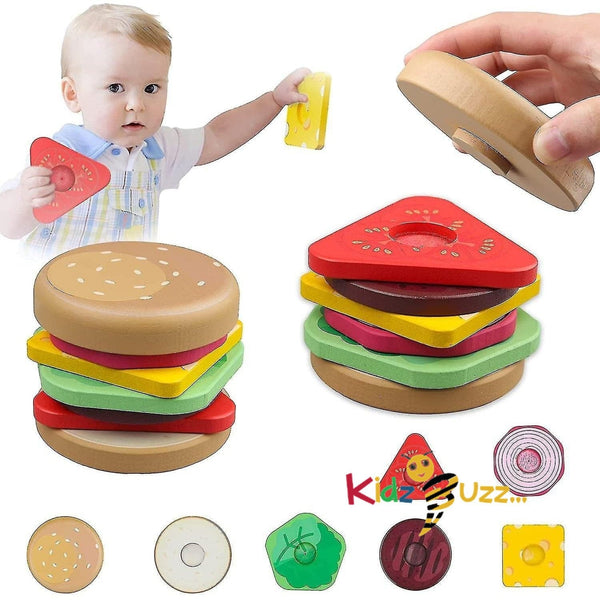 Wooden Hamburger Stacking Toy For Kids