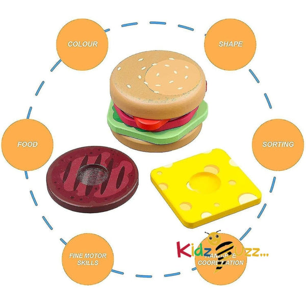 Wooden Hamburger Stacking Toy For Kids