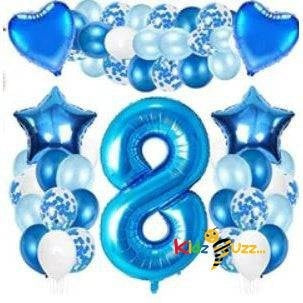 Number 8 Blue Balloon Set , Change the number on request