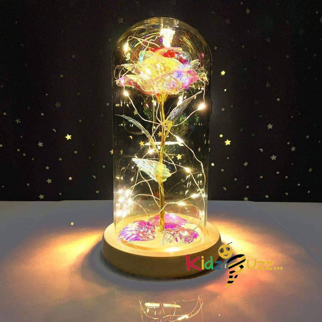 Rose In Glass Dome W/ Light