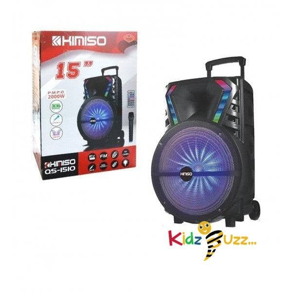 Kimiso QS 1510 15 Inch Party Trolley Speaker 2000w Quality Sound Portable Wireless Speaker With Remote Control