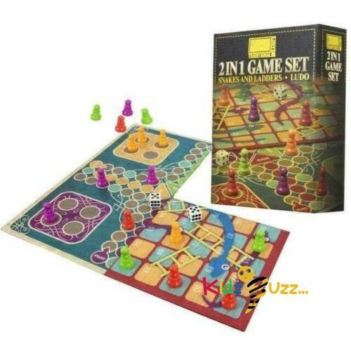 2 in 1 Traditional Board Game Set - Snakes & Ladders and Ludo Folding Board