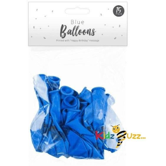Blue Happy Birthday Balloons - 15 Pack
