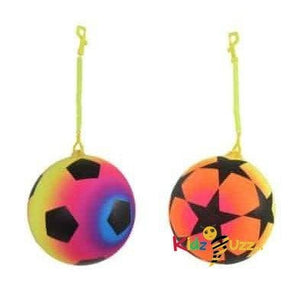 NEON STARS OR PENTAGON DESIGN BALL WITH KEYRING	10" ( 25CM )