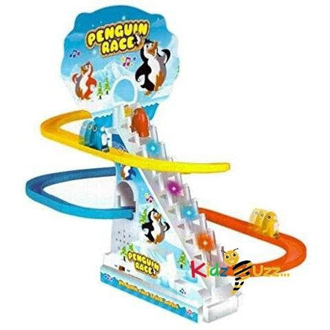 Penguin Go Racer Track Toy, Kids Fun Playing Games with Slide & Music, Climbing Stairs Toys
