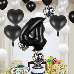 Sweet 4th Birthday Balloon Black