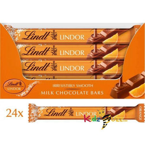 Lindt Orange Chocolate Snacking Bars (Pack of 24), 0.91 kilograms | Milk | LINDOR