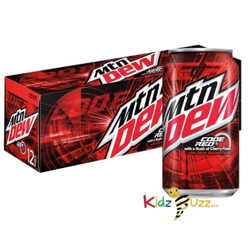 Mountain Dew Code Red Soda Cans x 12 American Drink