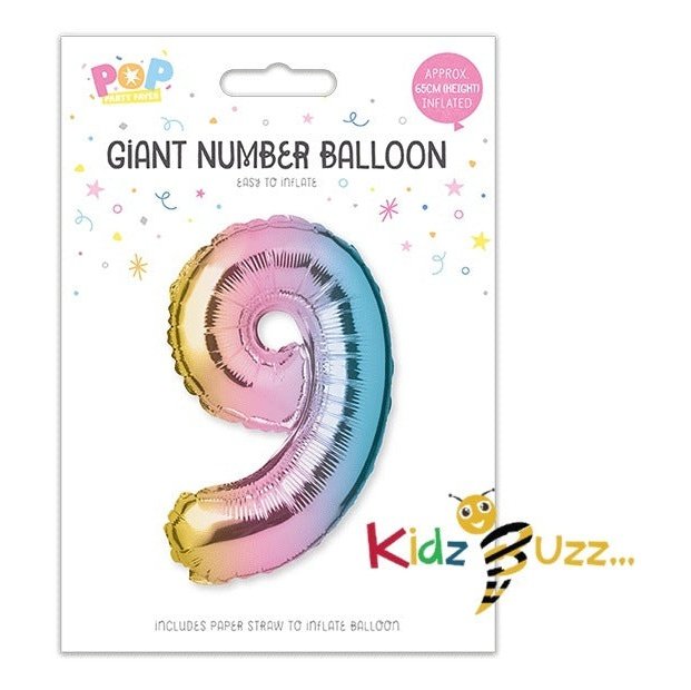 Multicoloured Foil Number Balloon 65cm