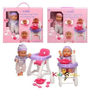 30cm Doll With High Chair and Accessories Toy For Kids