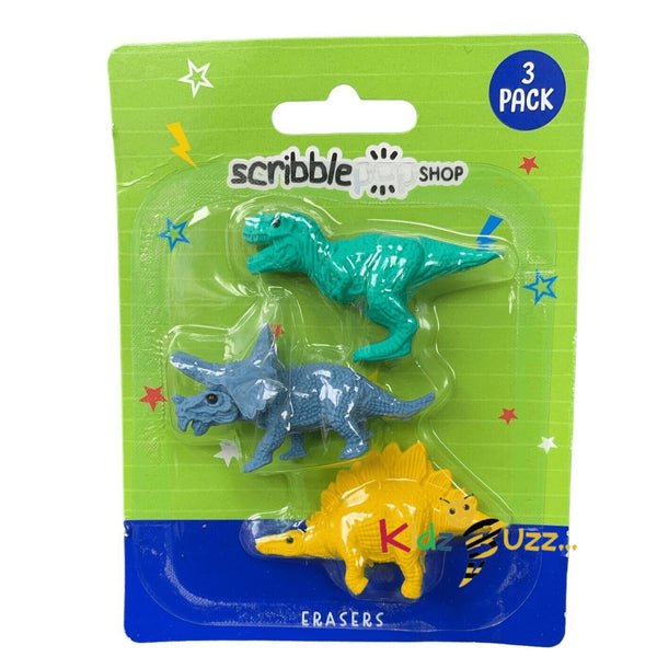 Scribble Pop Shop 3 Pack Dino Eraser Set For Kids