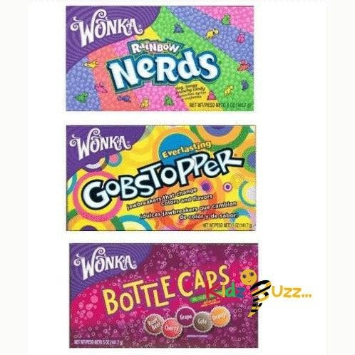 Wonka Lovers Variety Theatre Pack - Nerds - Gobstoppers - Bottle Caps